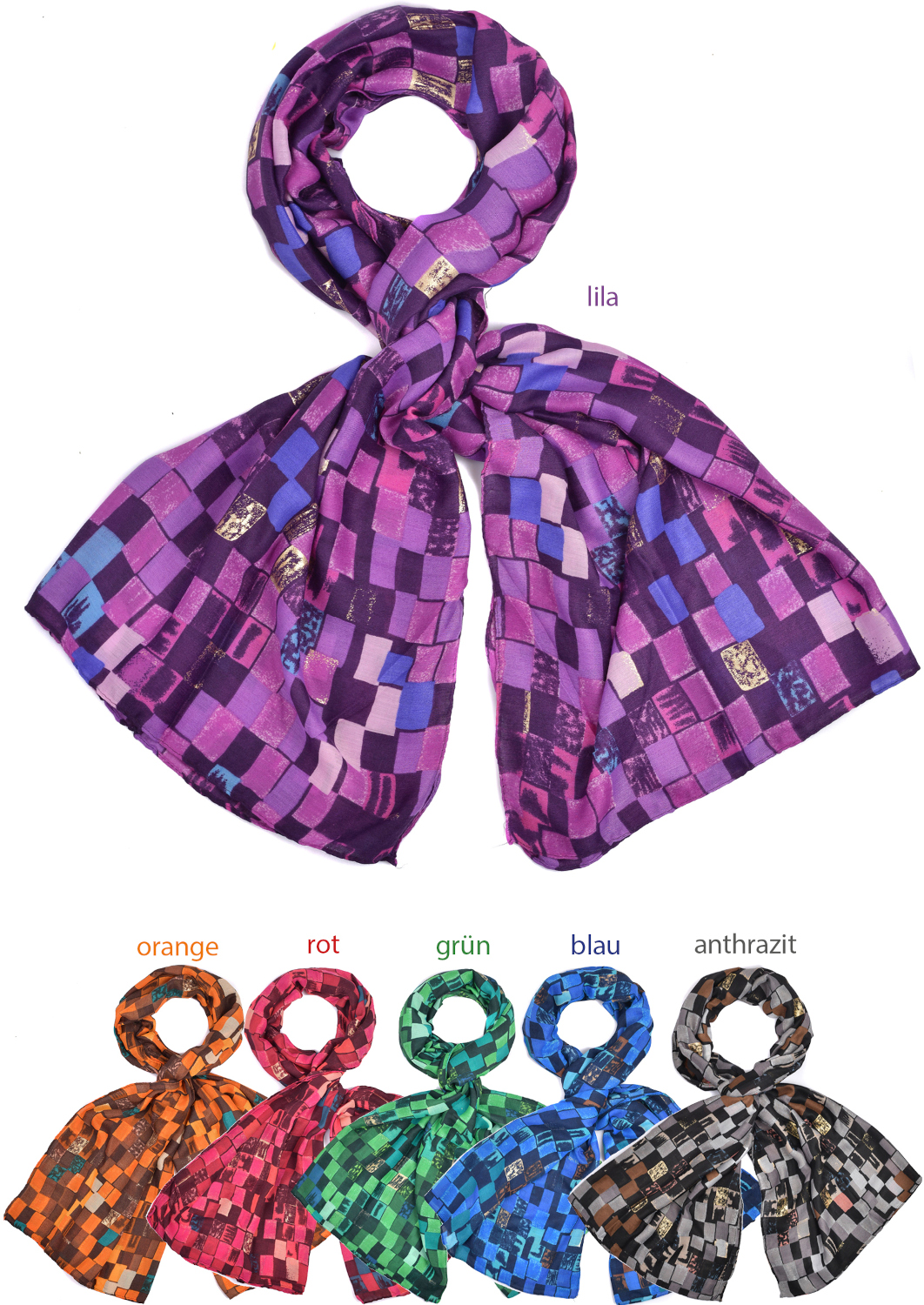 #918 Karo Schal metallic