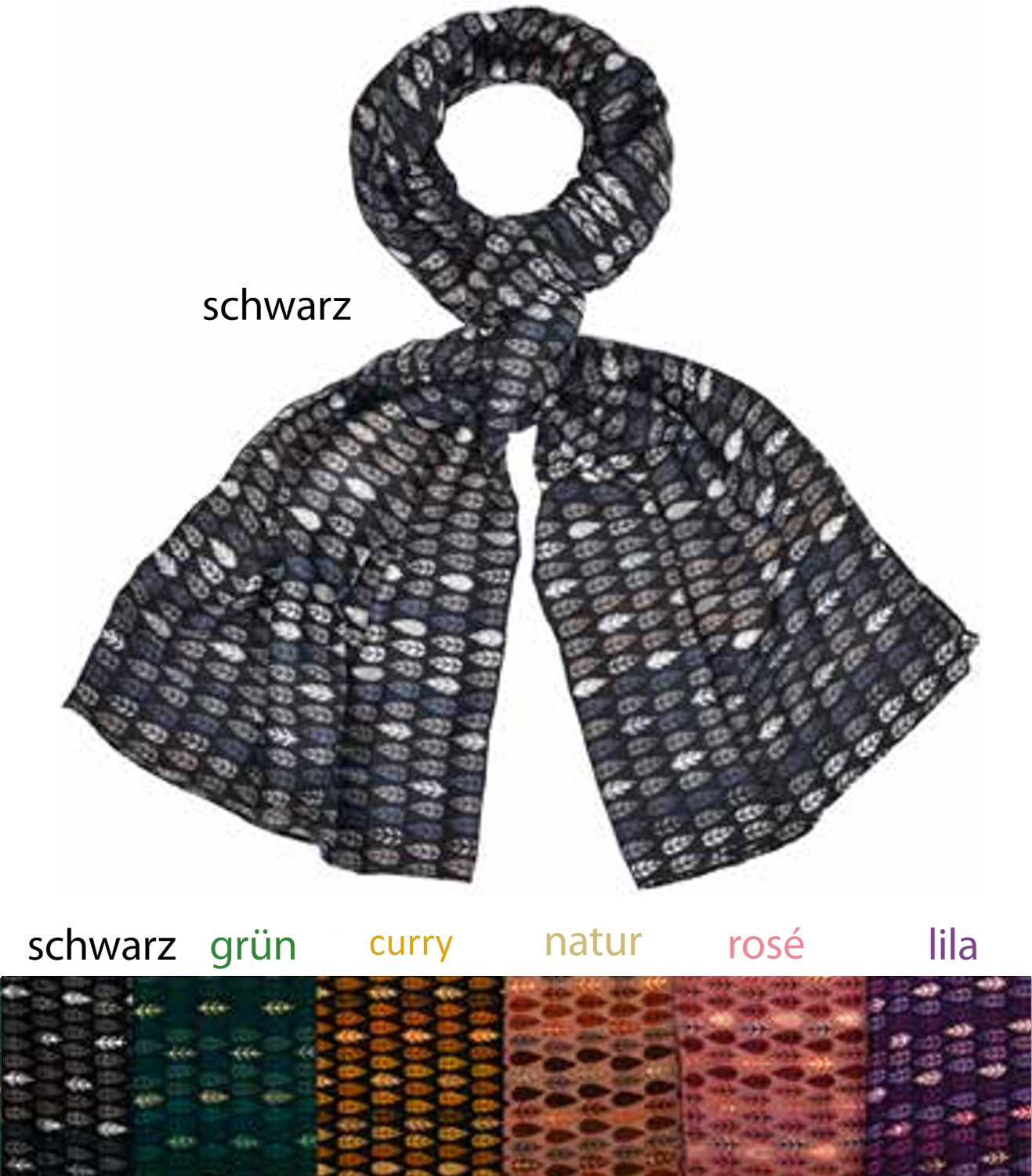 #506 Blätter Schal metallic