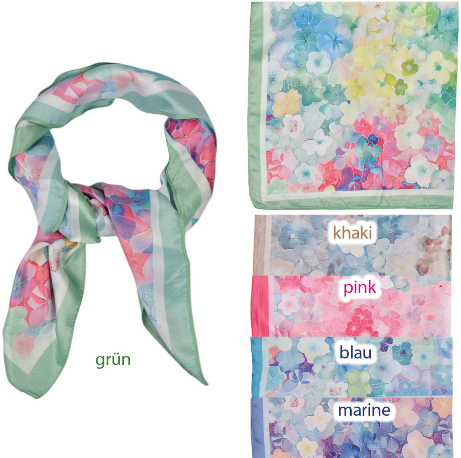 #437 Nicki-Tuch mit aquarell Blumen