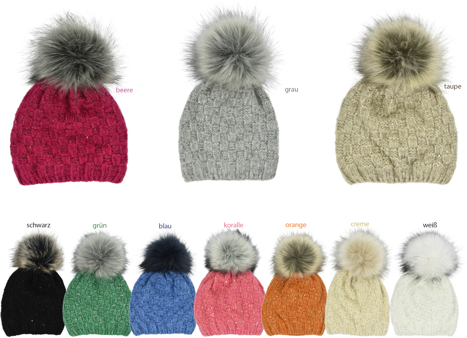 M 290 Mütze mit glitzer Pailletten