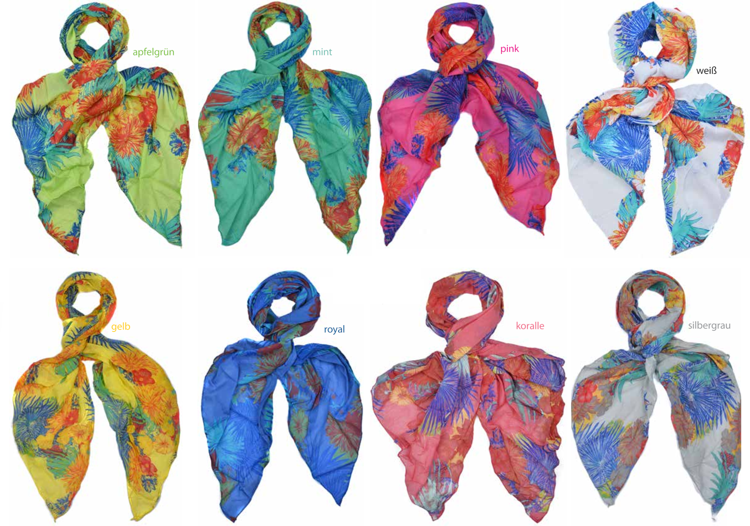 #556-2 Blumen Schal aus Baumwolle