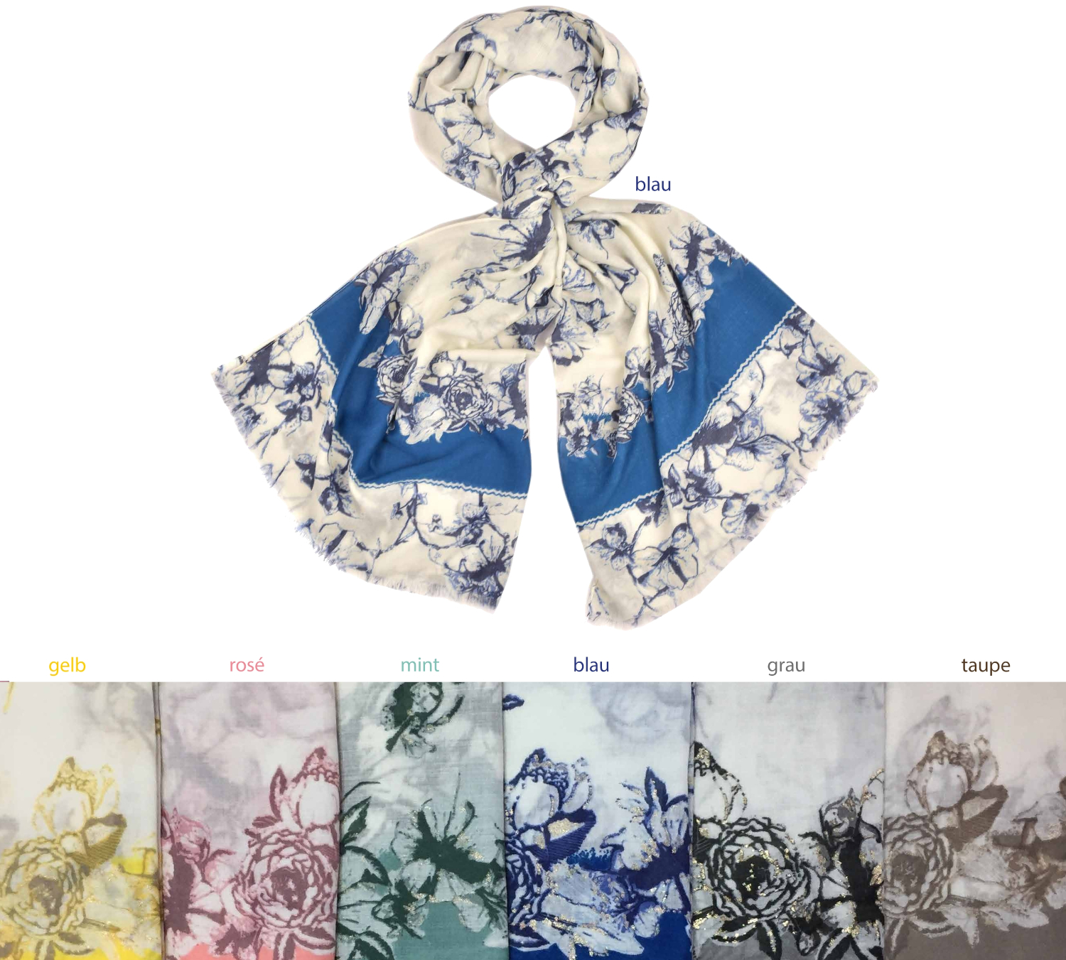 #864-2 Schal mit floralem Muster