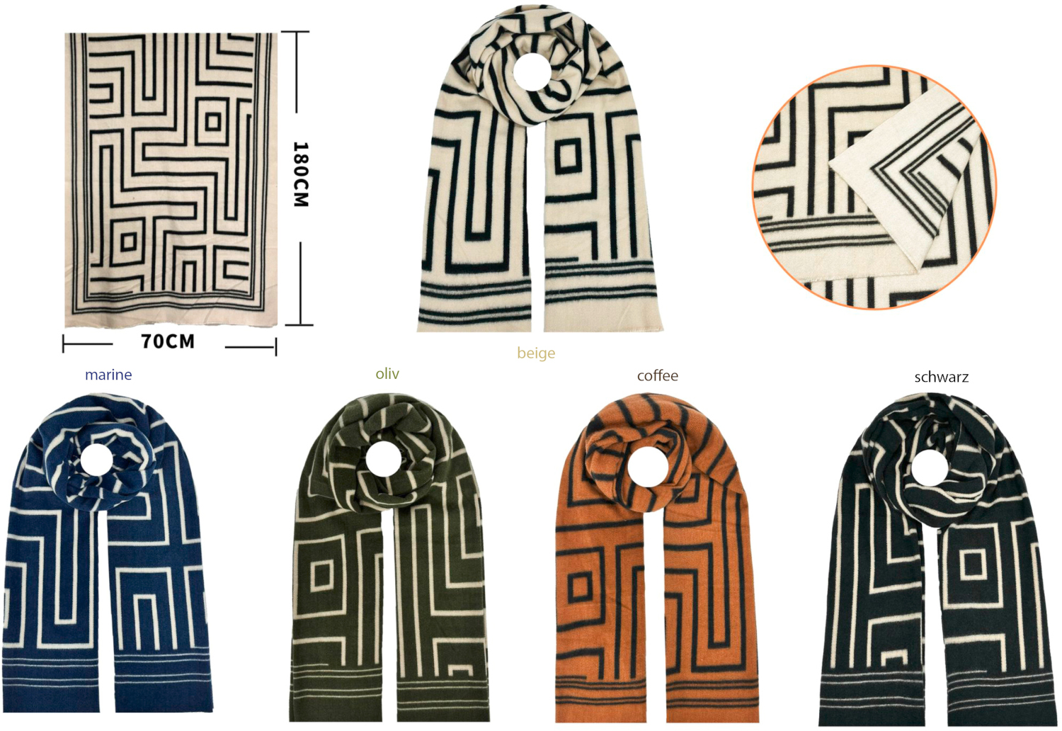 #902 dicker Winter Schal mit Linien Muster