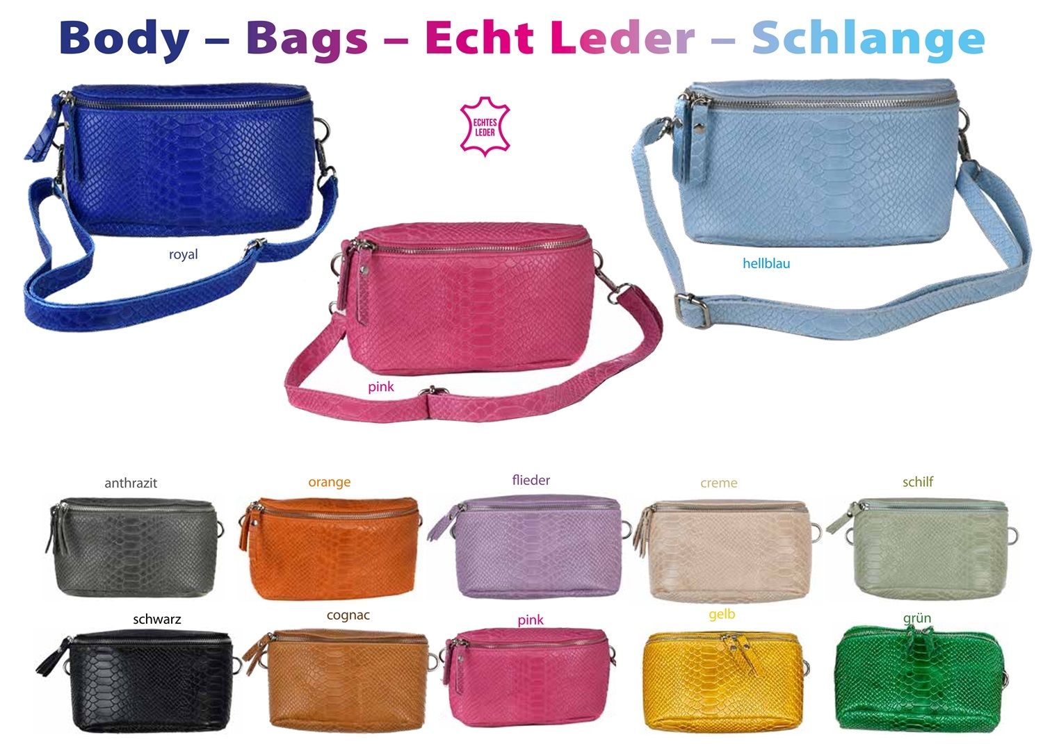 T 228 - Bauchtasche mit Umhängeband - ECHT LEDER!
