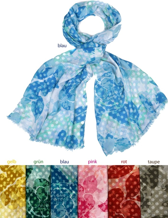#222-2 Punkte Schal mit Blumen Print